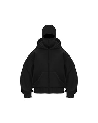 Unisex Double Hood Zip-Up Sweatshirt Coat