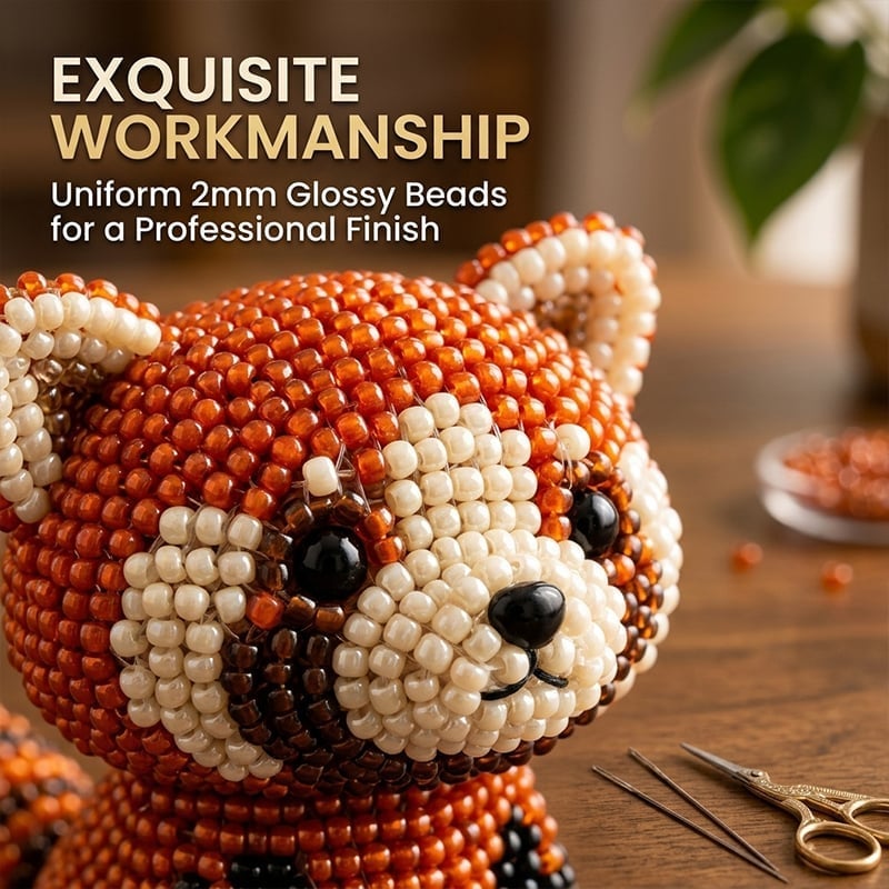 3D Beaded Animal Craft Kit - DIY Miniature Animal Beading Set for Beginners