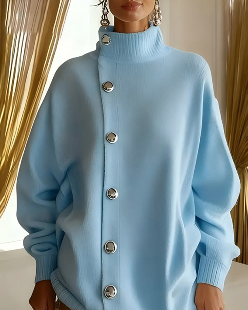Solid Color Long-Sleeved Fashion Dress