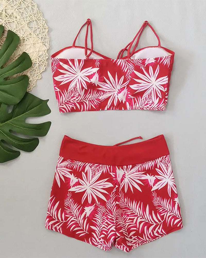 High-Waisted Boyleg Printed Bikini