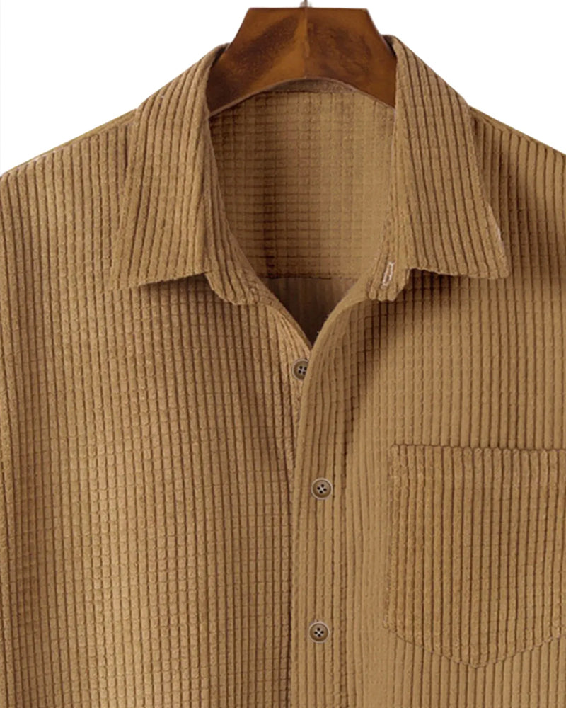 Lapel Button Solid Men's Short Sleeve Shirt