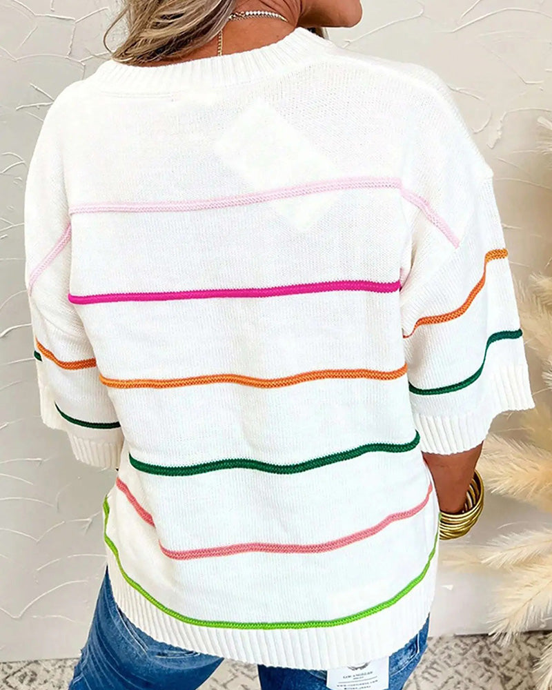 Round Neck Striped Pullover