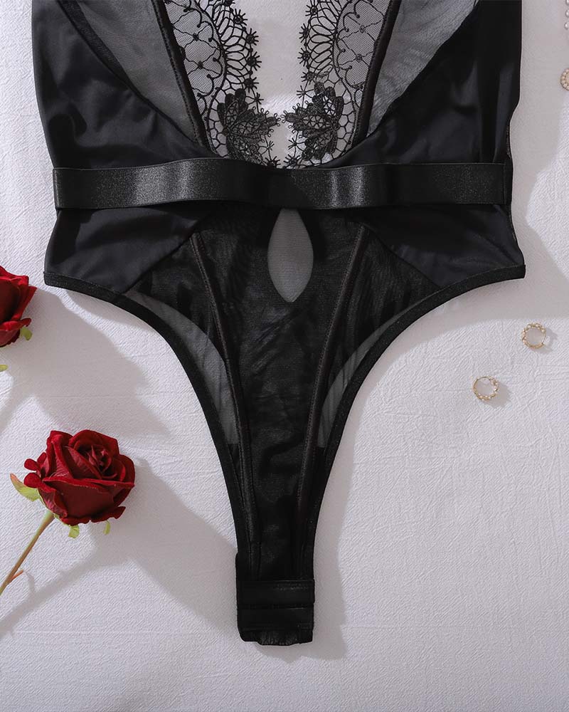 See-Through Backless Cutout One-Piece Lingerie