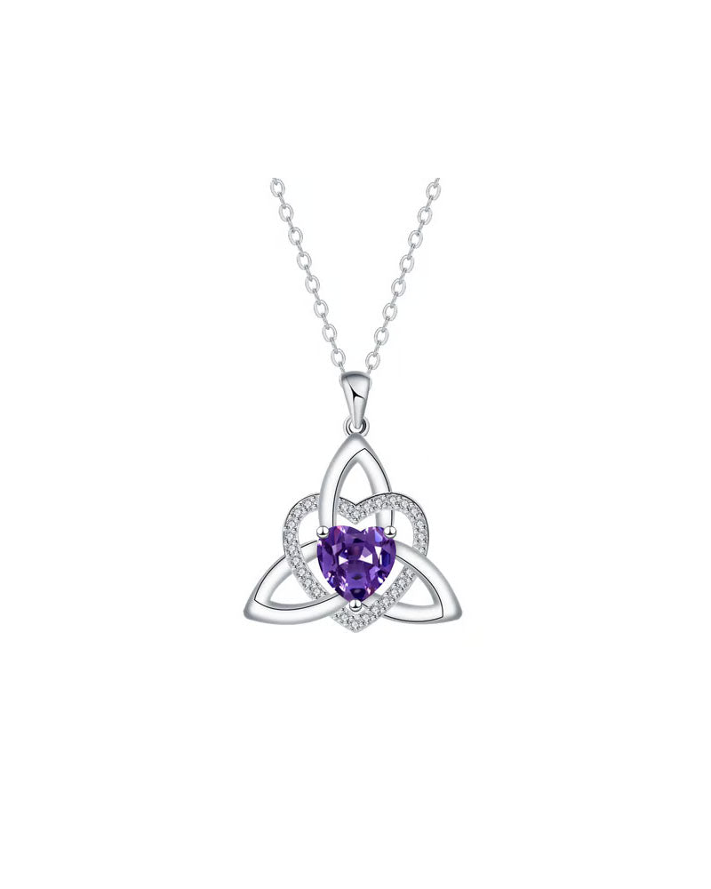 Birthstone Celtic Trinity Knot Heart Necklace✨ Heart Shape Celtic Trinity Knot Birthstone Pendant