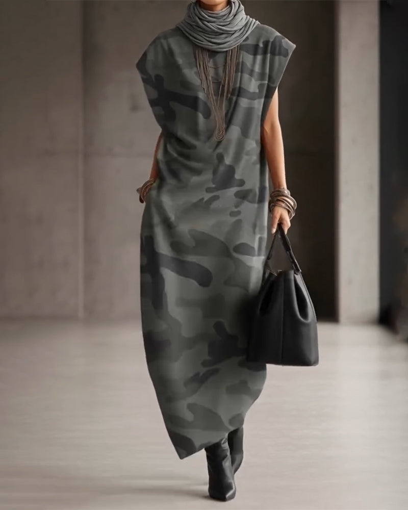 Casual Camouflage Sports Maxi Dress