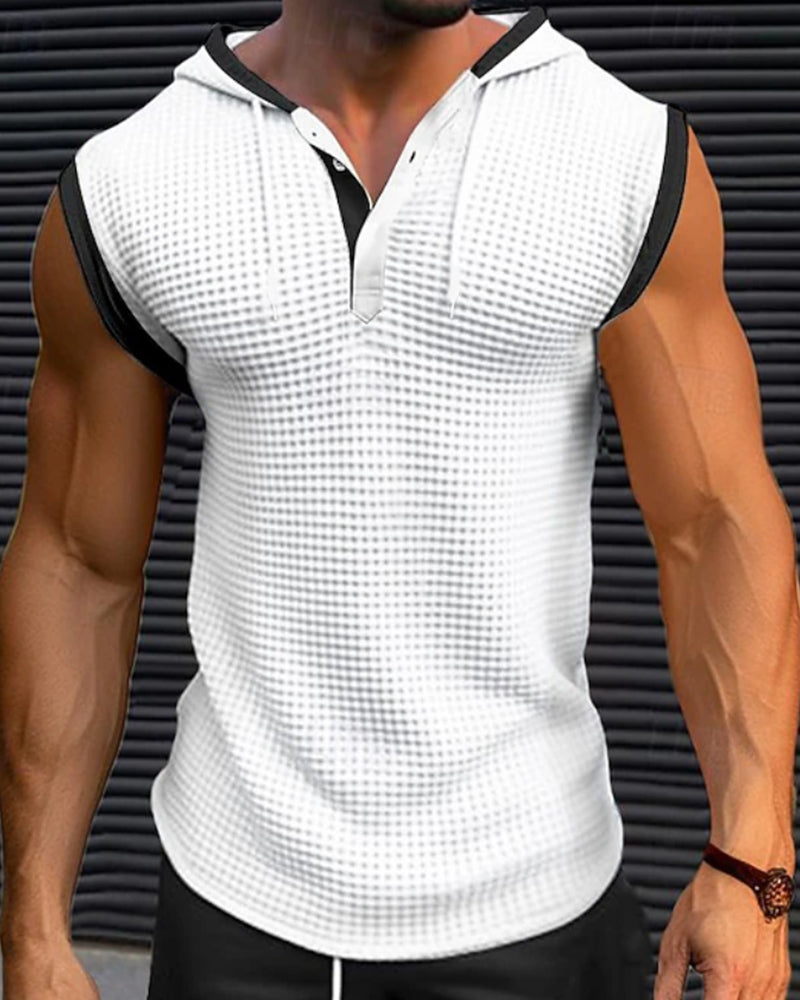Men's Hooded Waffle-Knit Tank Top