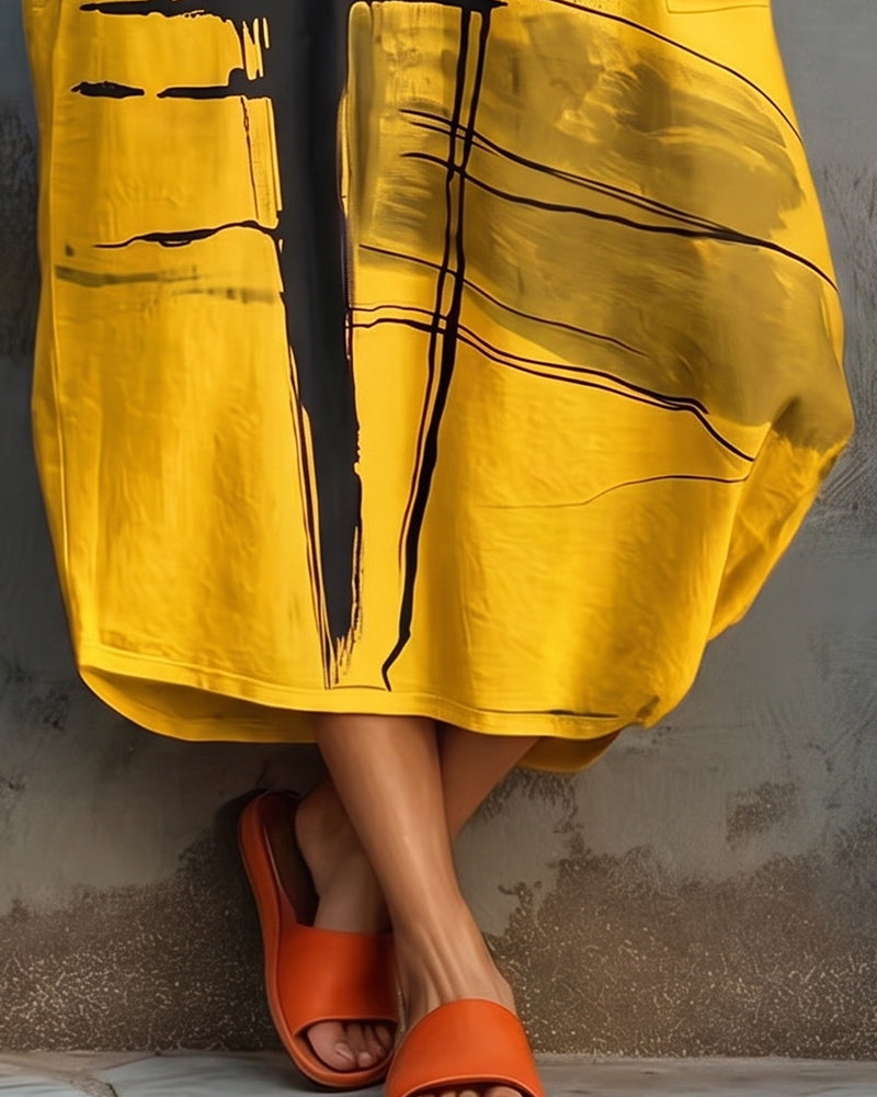 Casual Print Sleeveless Maxi Dress