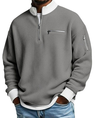 Stand Collar Contrasting Zipper Sweatshirt