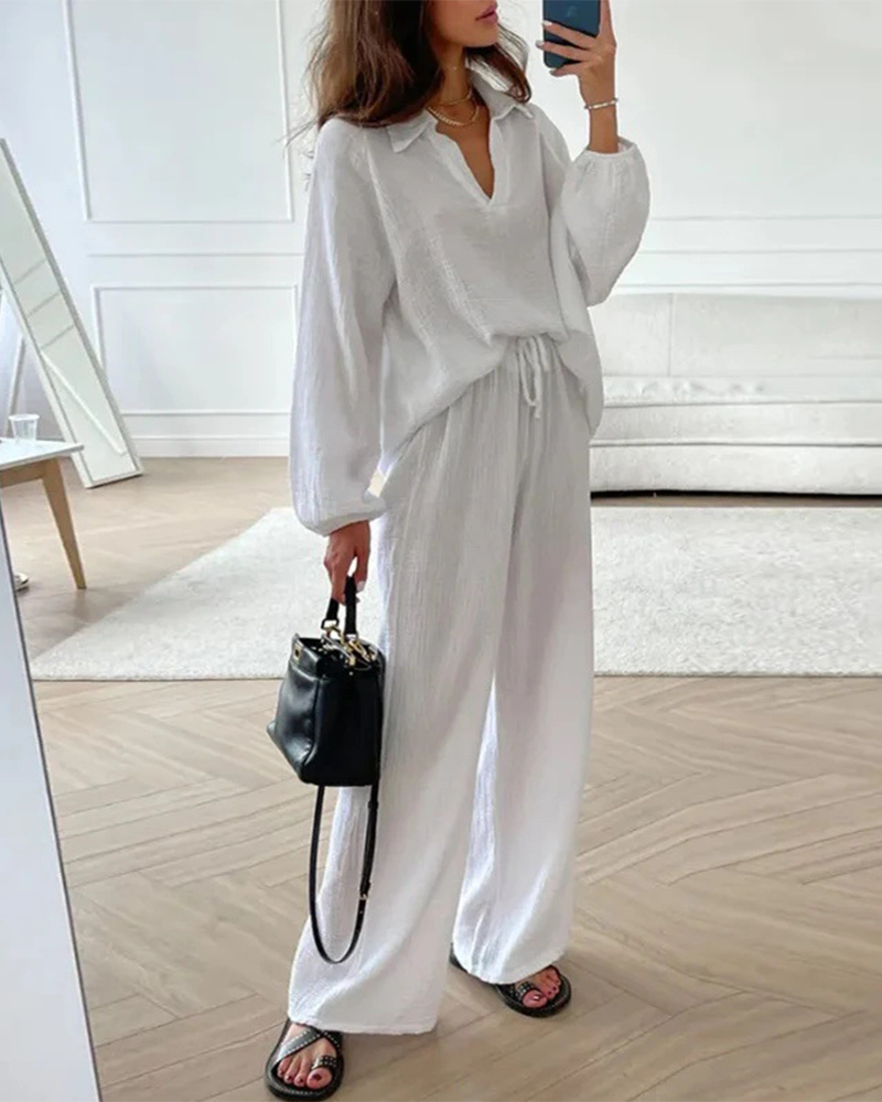 Wide-Leg Pants Two-Piece Set