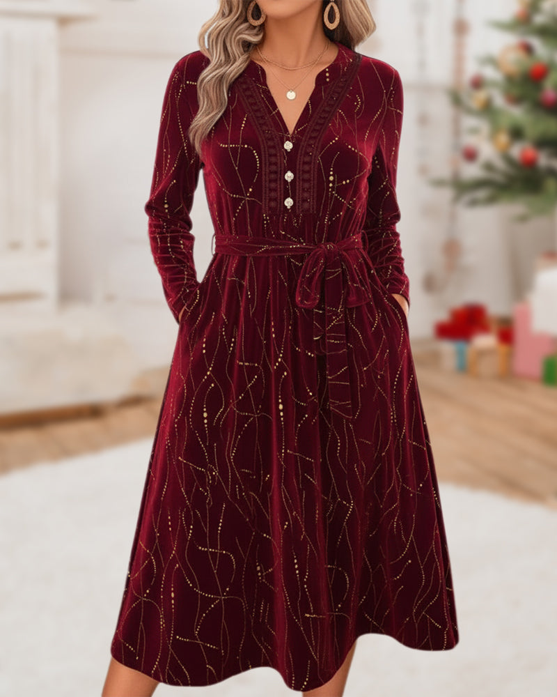 Lace Temperamental Velvet Dress
