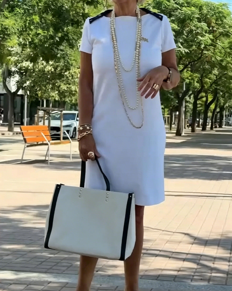 Patchwork Fitted Waist T-Shirt Dress