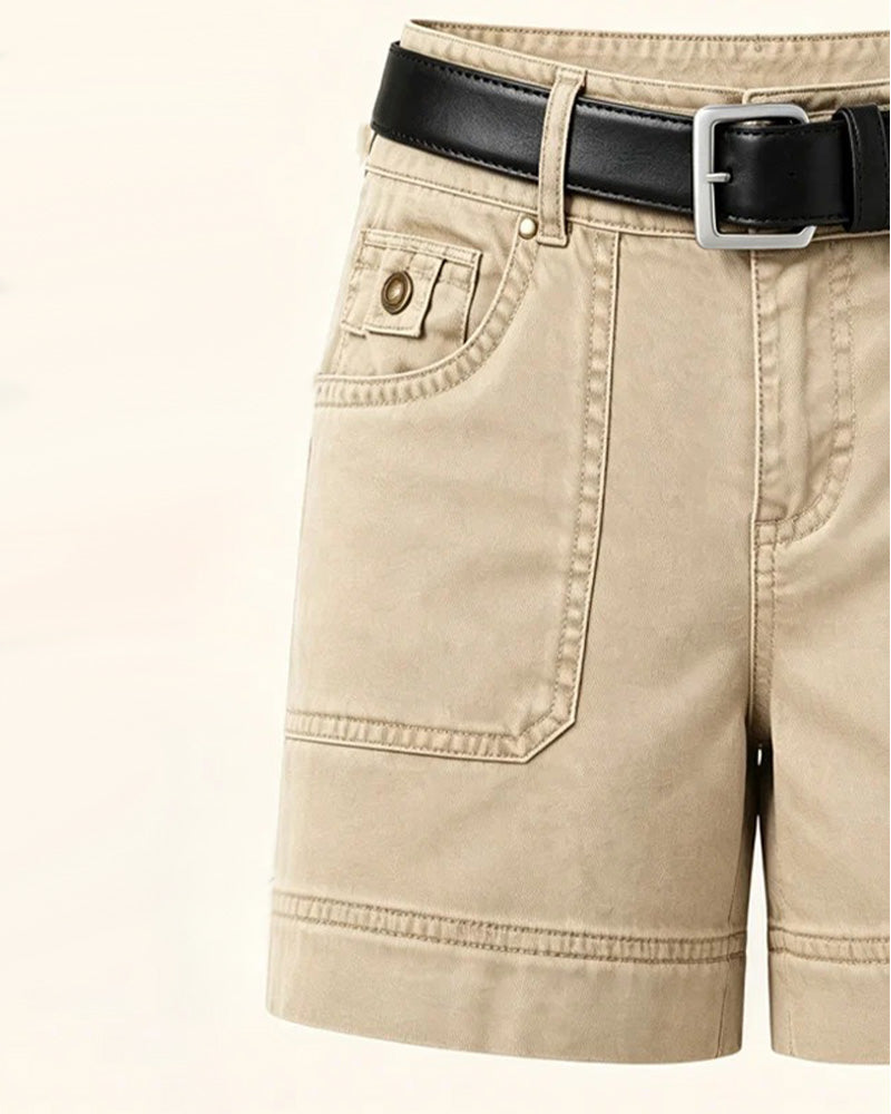 Mid-Rise Solid Color Shorts
