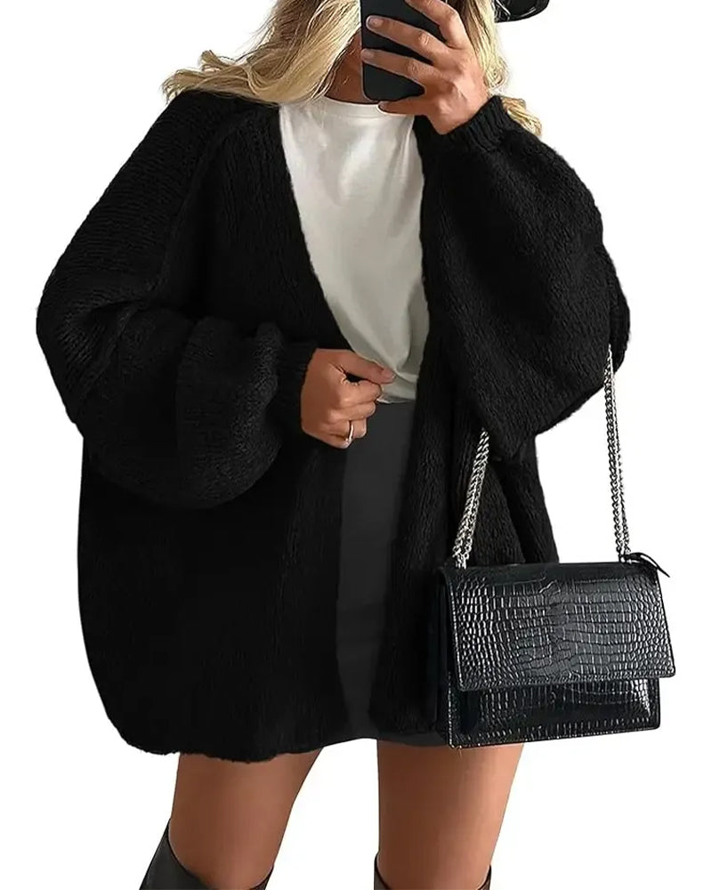 Solid Color Loose Sweater Coat