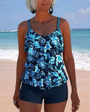 Irregular Ruffle Hem Tankini