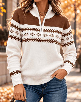 Half Zip Stand Collar Loose Pullover