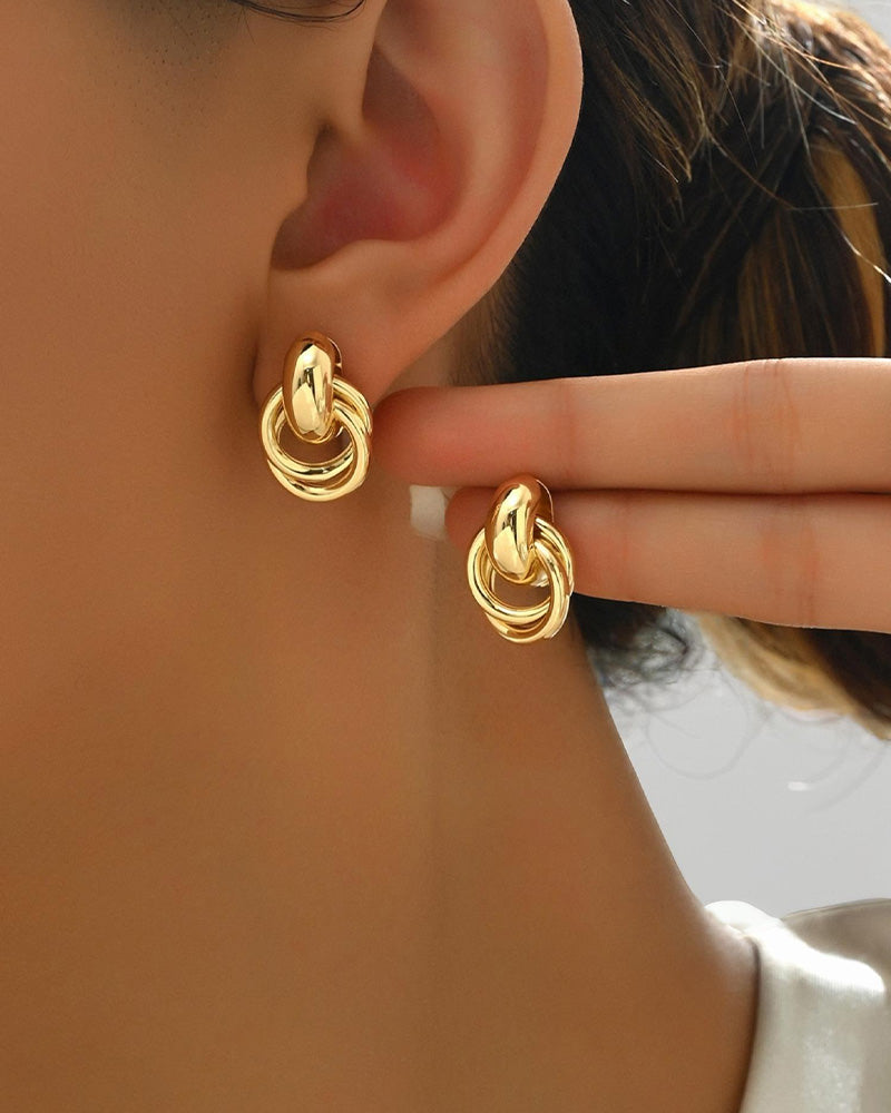 Vintage Textured Double-Layer Metal Wrap Earrings