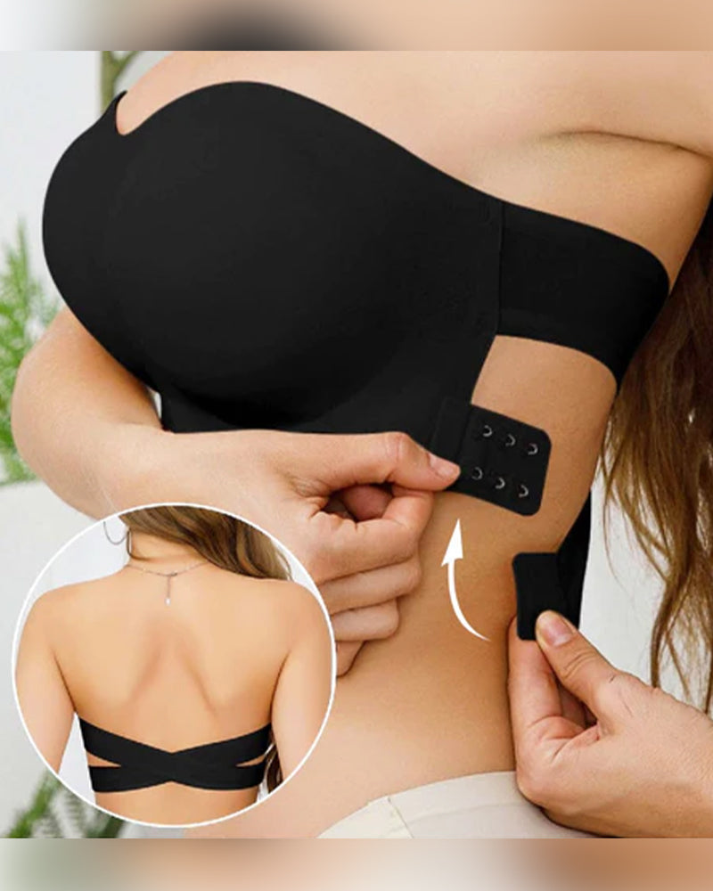 Strapless Wireless Bra with Crossover Side Closure