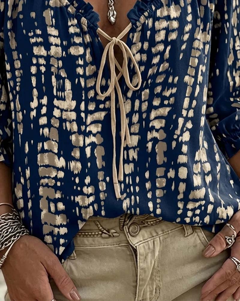 Bohemian Ruffle Tie Blouse