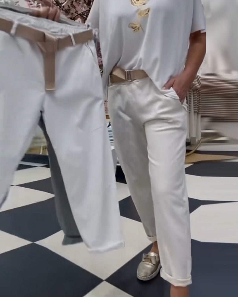 Solid-colored casual pants