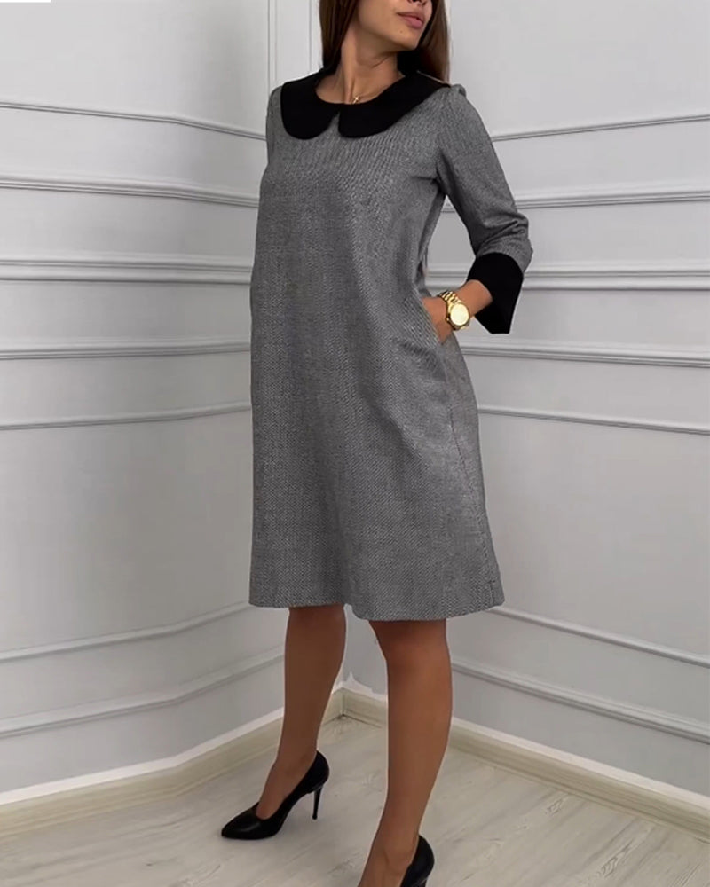 Casual Peter Pan Collar Pocket Dress