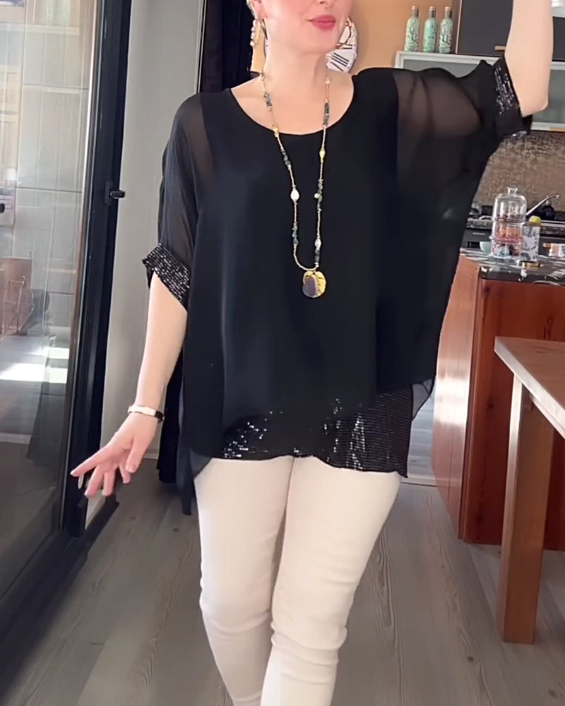 Sequin Two-Piece Loose Top