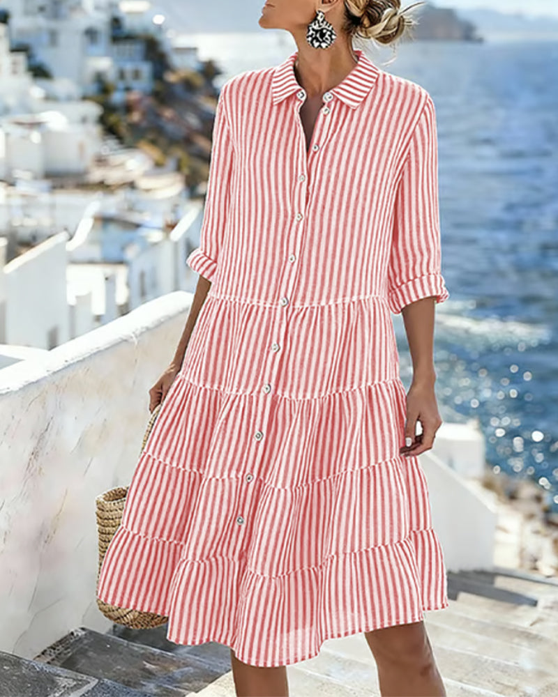 Vertical Striped Shirt Dress