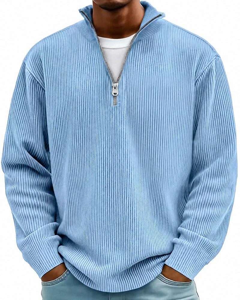 Men's Zipper Lapel Long Sleeve Sweatshirt