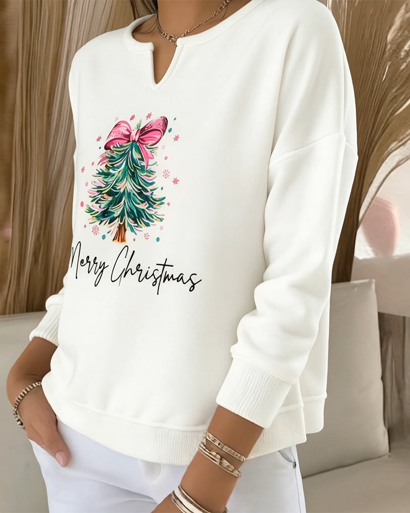 Christmas Tree Print Casual Sweatshirt