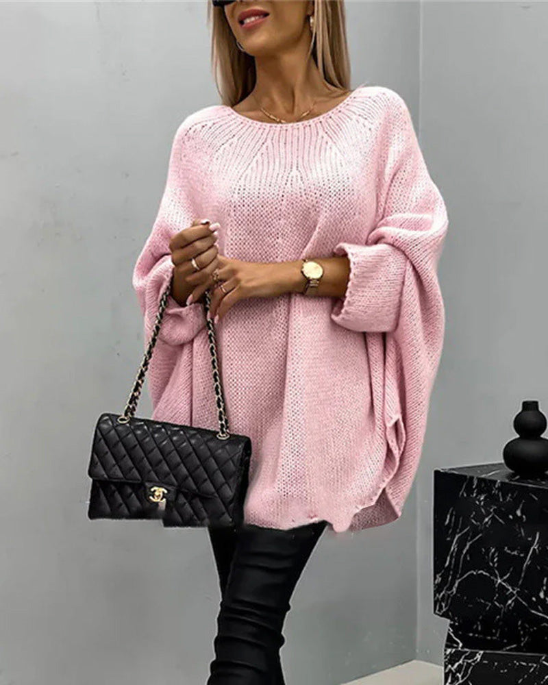 Elegant knitted cape sweater for women