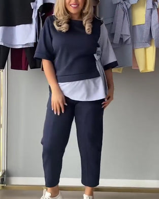 Striped Patchwork Irregular Two-Piece Set