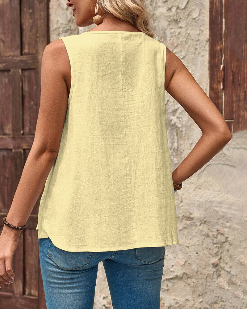 Sleeveless Simple Printed Tank Top