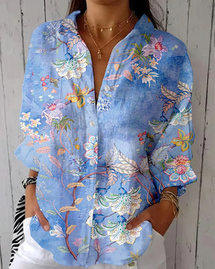 Fashion Printed Spread Collar Shirt
