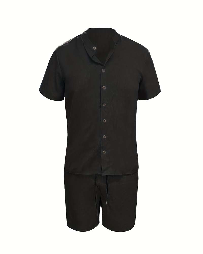 Men's Short Sleeve Shirt And Short Set