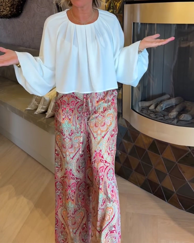 French Puff Sleeve Cropped Blouse
