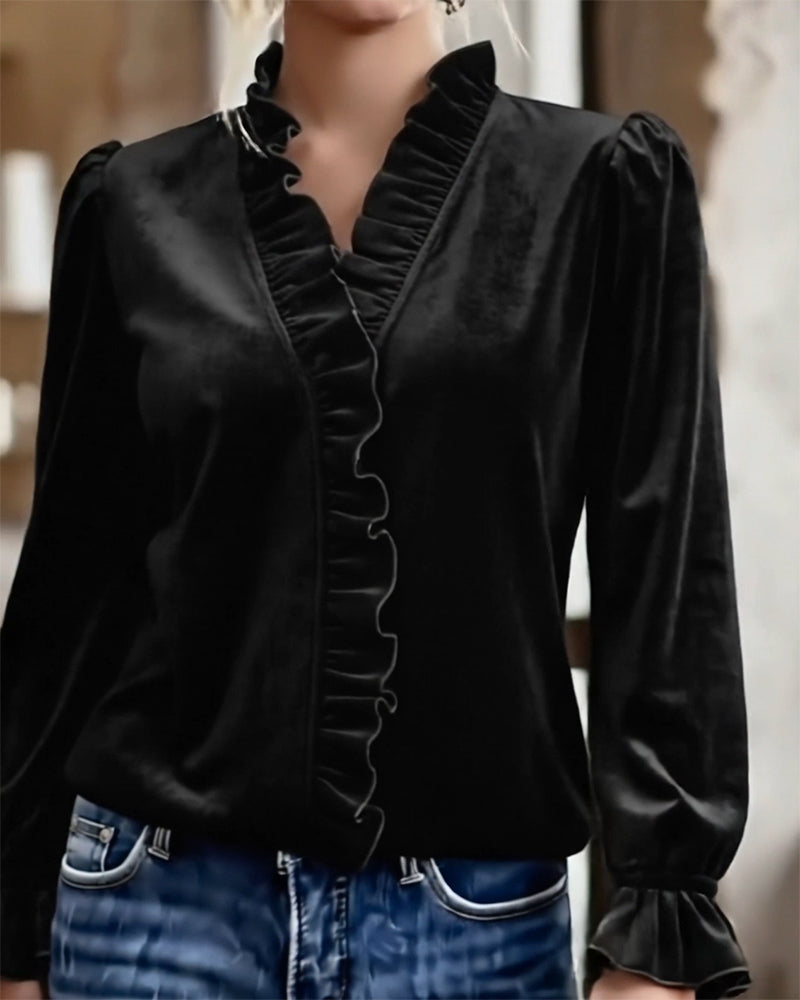 Ruffled Velvet Elegant Top
