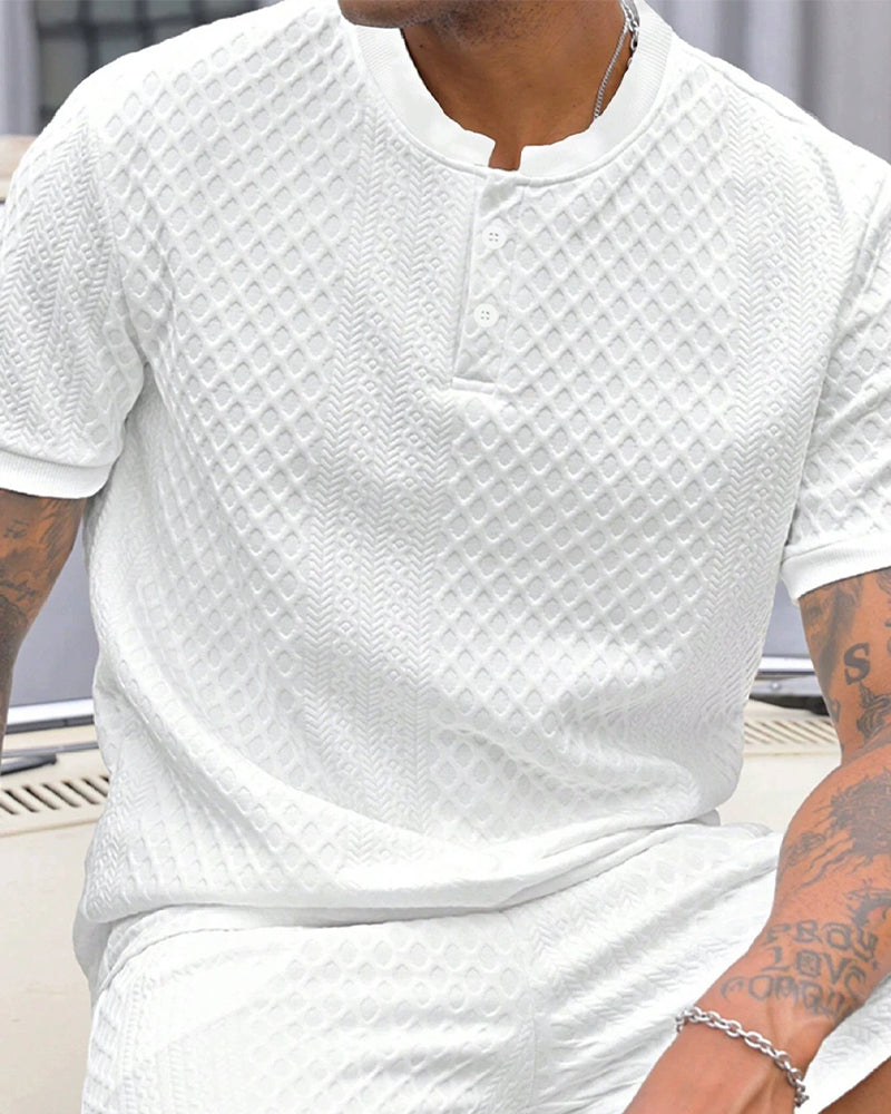 Men's Jacquard Stand Collar T-Shirt