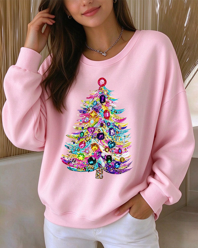 Crew Neck Pullover Christmas Tree Top