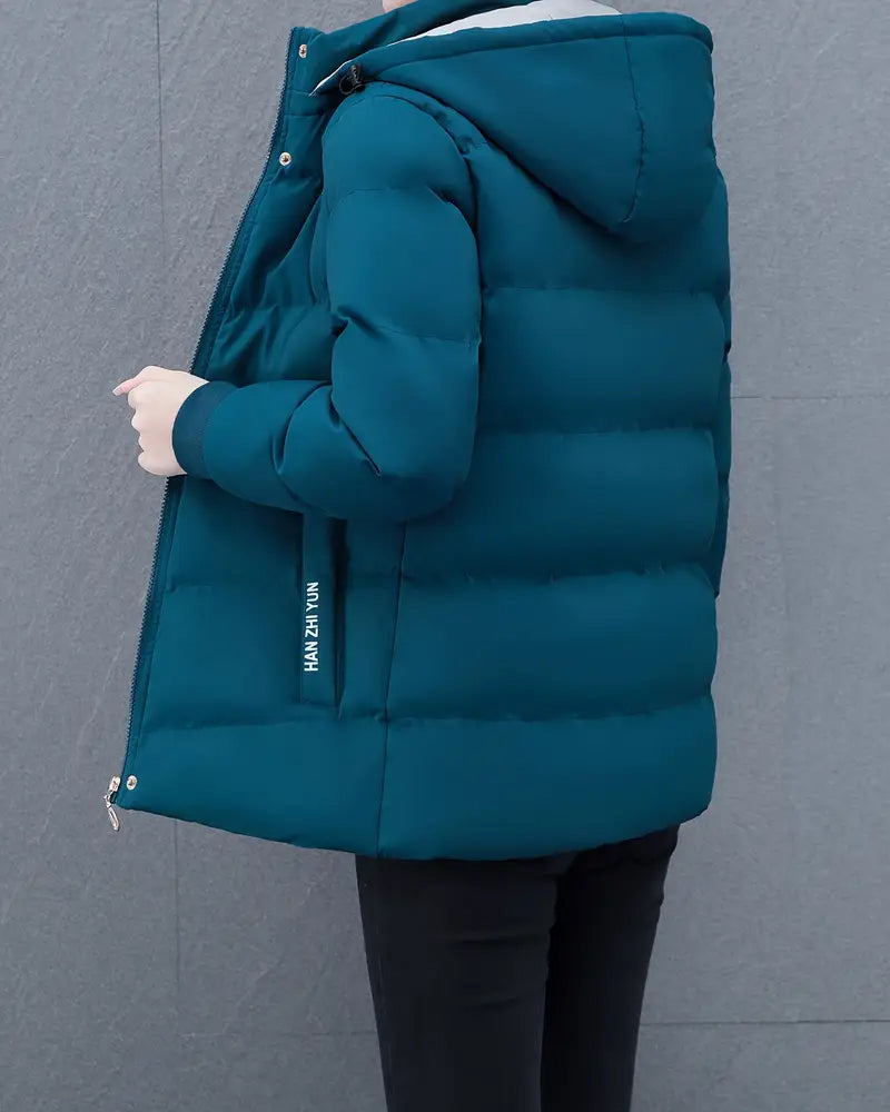 Casual Solid Color Warm Hooded Jacket