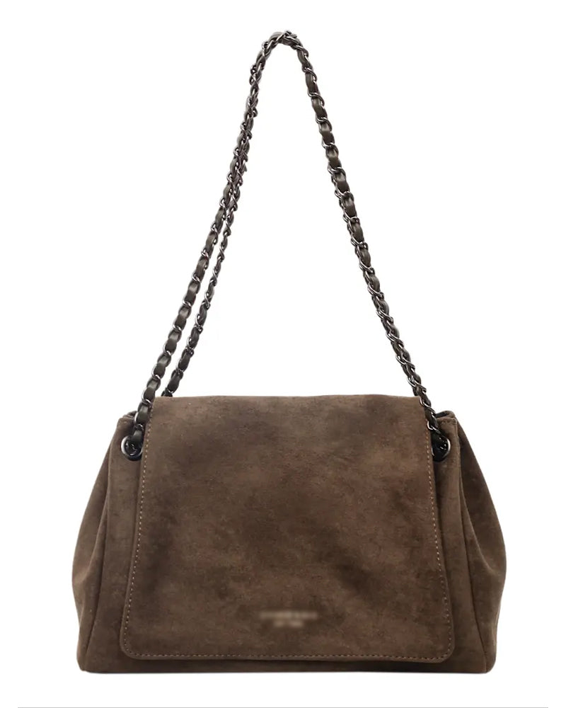 Plain Suede Crossbody Shoulder Bag