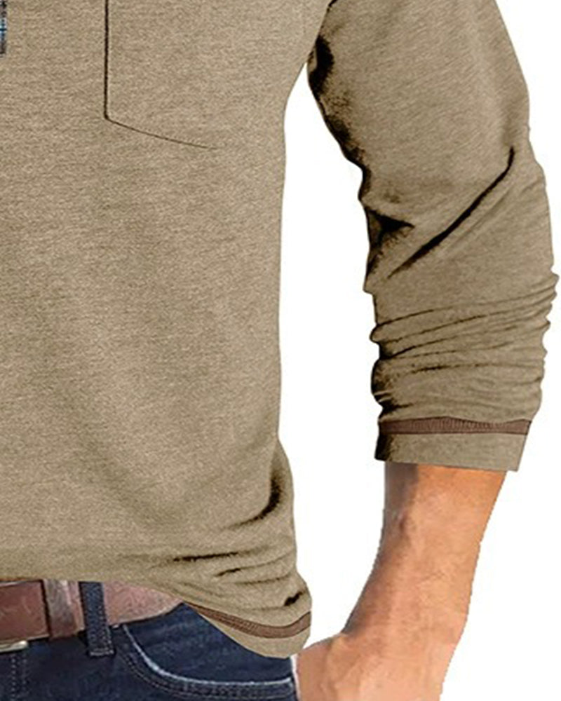 Men's Button Lapel Polo Blouse