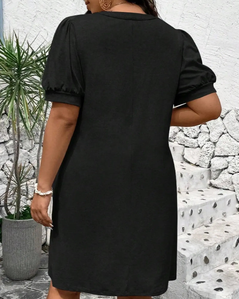 Bubble Sleeve A-Line Casual Dress