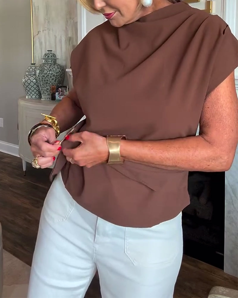 Temperament Waist Solid Color Blouse