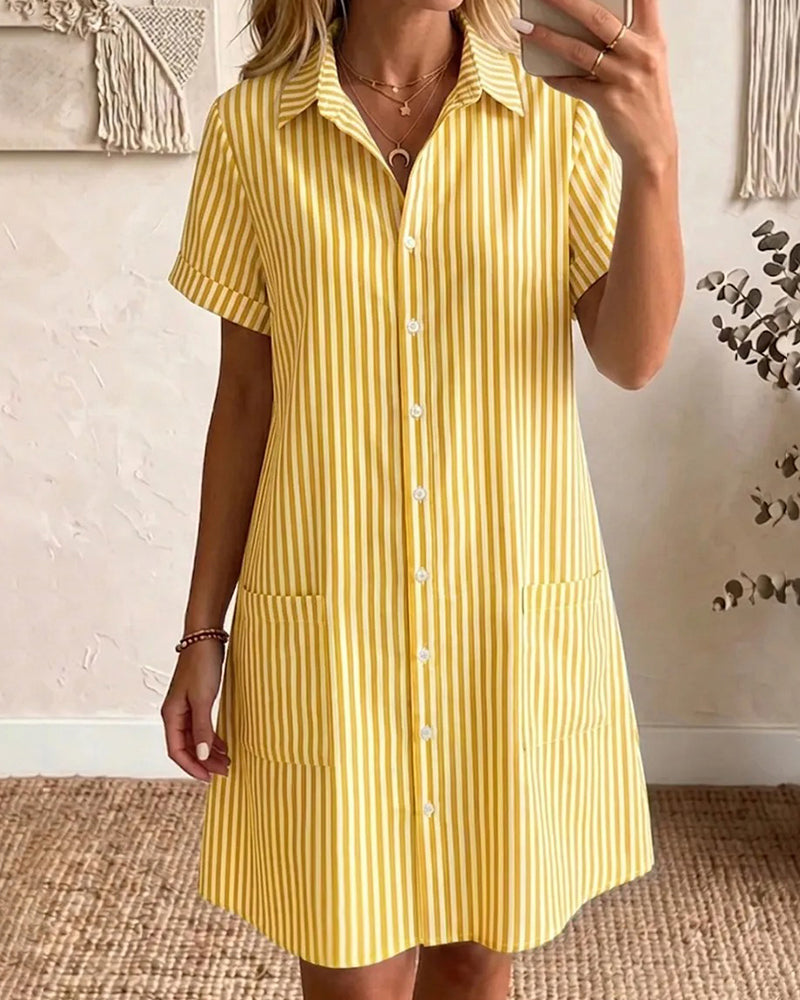 Striped Pocket Shirt Dress