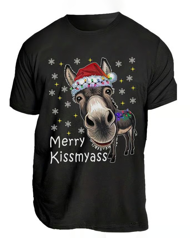 Christmas Funny Print Short Sleeve T-Shirt