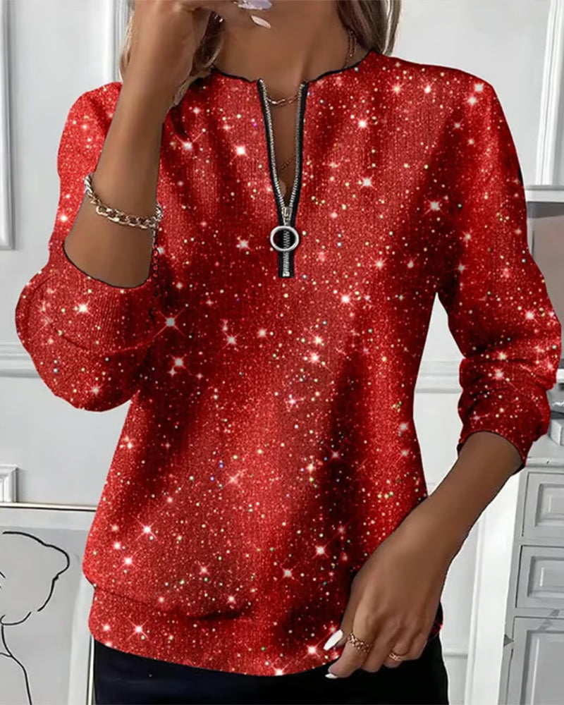 Half-Zip Long-Sleeved Casual Sweatshirt