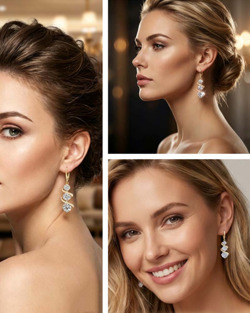 💎👗 Aszimmetrikus spirál és csepp alakú fülbevaló ✨