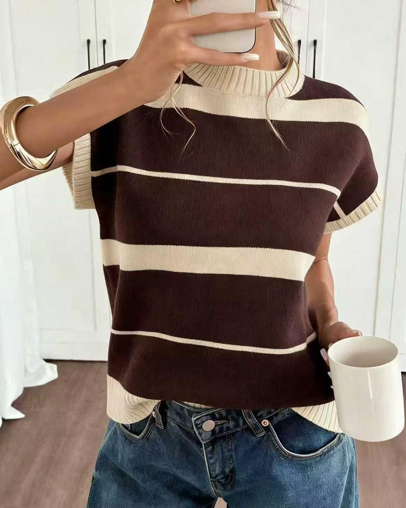 Short Sleeve Striped Pullover
