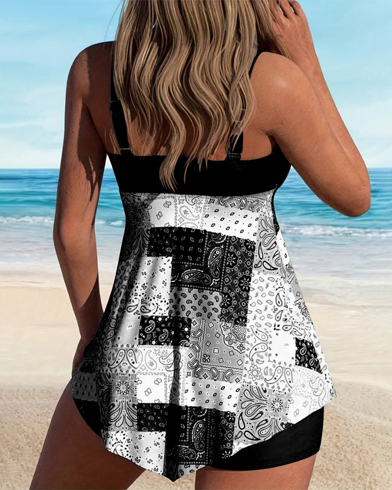 Two-Piece Printed Boxer Tankini