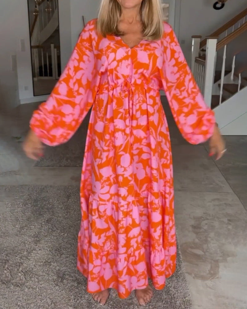 Floral Print Long Sleeve Dress