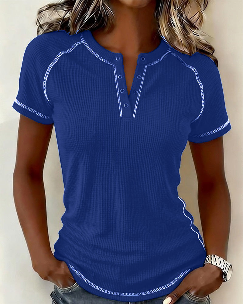 Waffle Knit Henley T-Shirt